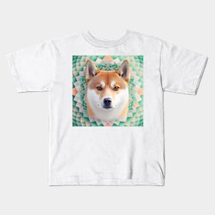 A Fractal Design of A Shiba Inu Kids T-Shirt